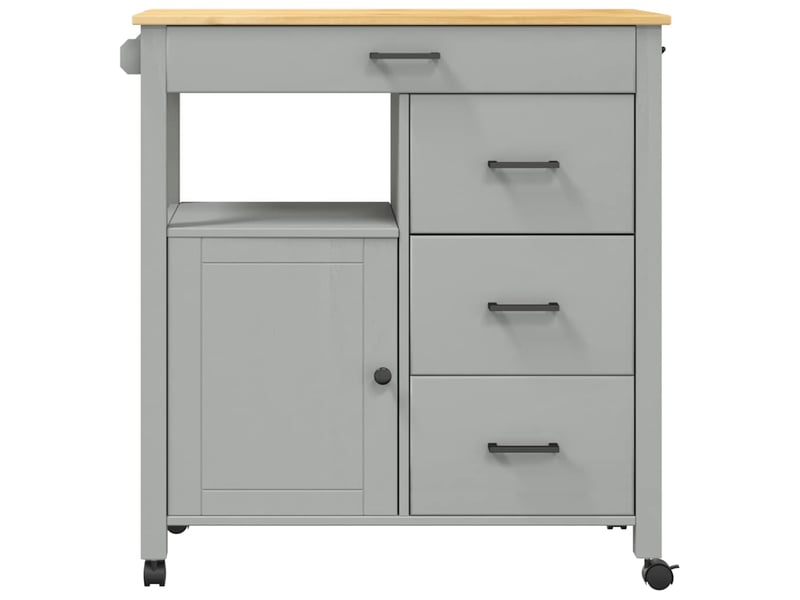  Desserte de cuisine, chariot de rangement 84x40x88,5 cm gris bois massif de pin shl97410  - Conforama E