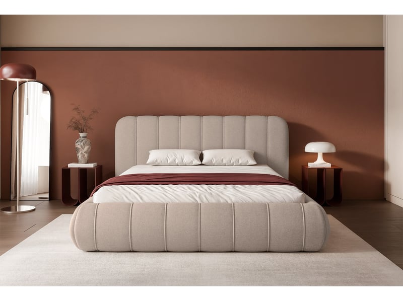  Selsey malunna - lit rembourré - 180x200 cm - chenille grège Malunna - Conforama C