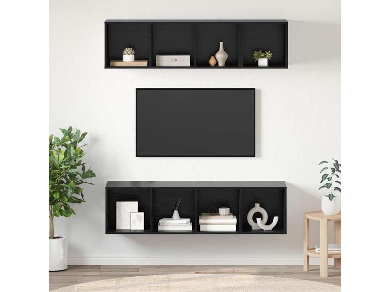  Ensemble meuble tv - banc tv - meuble de rangement 3 pcs chêne noir bois d'ingénierie  - Conforama B