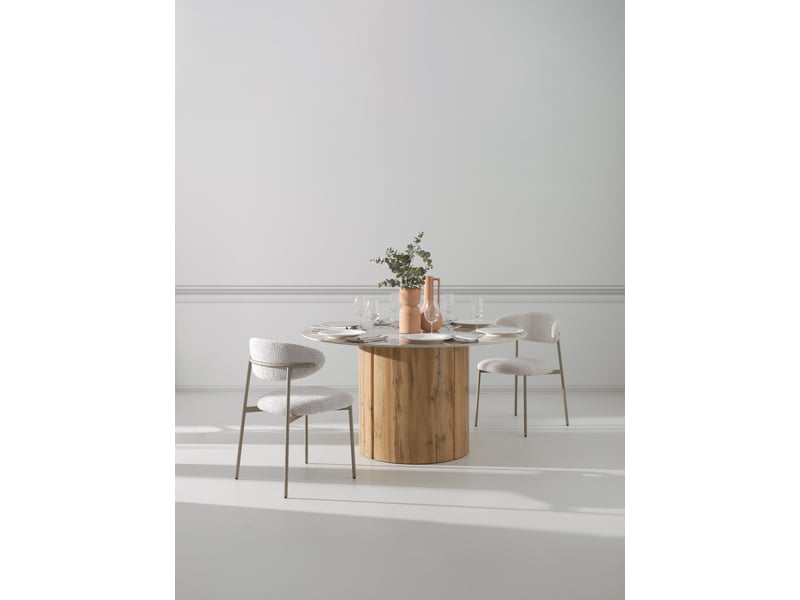 Lot de  4 chaises tapissése en chenille blanche  - Conforama C