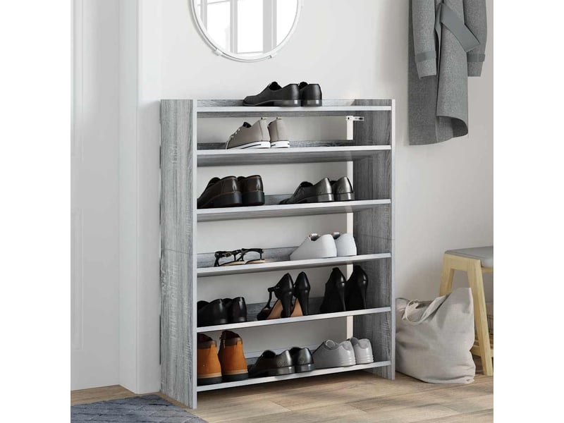  Meuble à chaussures, étagère à chaussures sonoma gris 80x25x100 cm bois d'ingénierie  - Conforama C