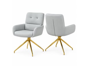 Lot de 2 chaises de salle à manger 49x50x85 cm pivotantes 360°, doré+gris clair, métal+pu, cuisine, fauteuil de table