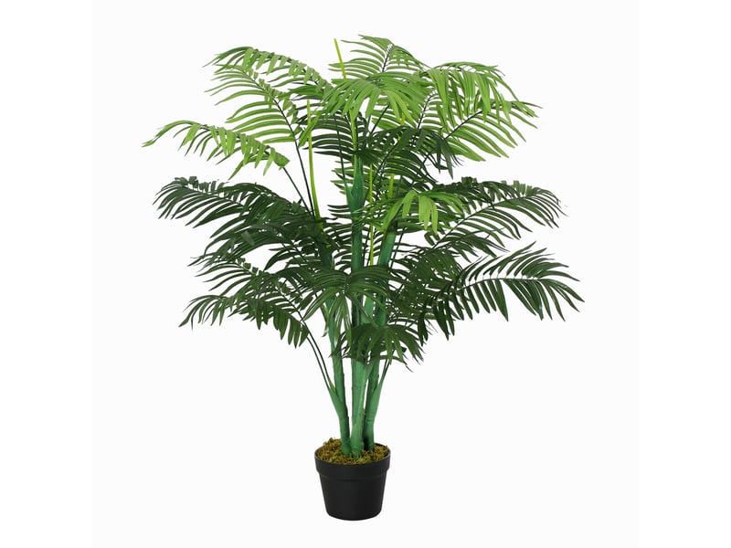  Palmier artificiel de 125 cm de haut, plante artificielle avec 18 palmes en pot, idéal pour le salon ou le balcon.  - Conforama A
