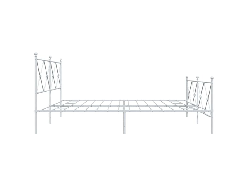  Lit adulte, lit double, cadre de lit métal sans matelas et pied de lit blanc 200x200cm cf9751  - Conforama E