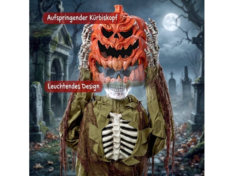 Décoration halloween animée squelette citrouille 173 cm avec lumière et sons homvra - Conforama E