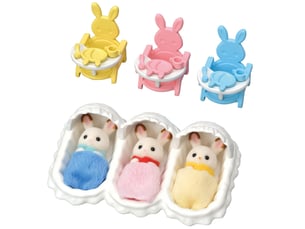5532 sylvanian families les triples lapin chocolat et accessoires puericulture