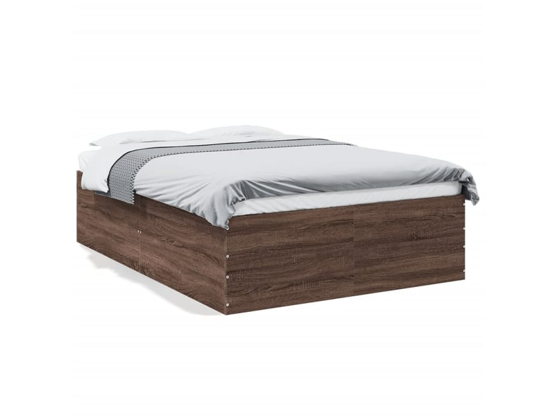  Lit adulte, lit semi-double, cadre de lit sans matelas chêne marron 135x190cm cf12770  - Conforama A