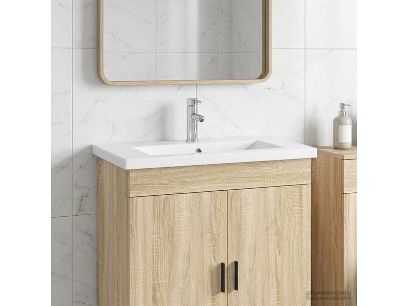  Lavabo de salle de bains chrome 81x40x17.5 cm métal  - Conforama B
