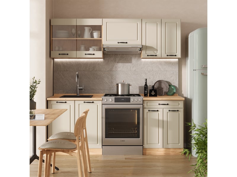  Vicco cuisine, sable campagnechêne doré, 200cm sans plan de travail  - Conforama C