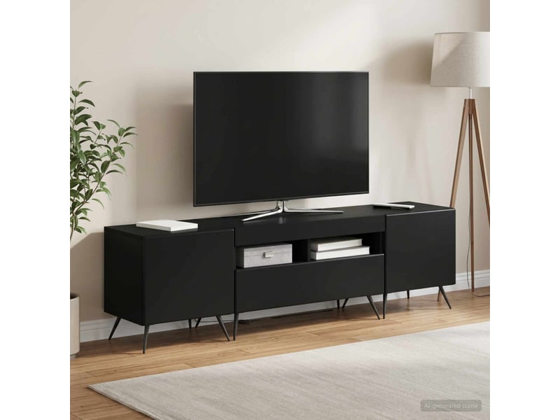  Meuble tv - banc tv - meuble de rangement led breda 3 pcs noir bois d'ingénierie  - Conforama C