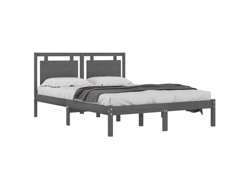  Lit double- lit adulte -  cadre de lit sans matelas gris 200x200 cm bois massif  - Conforama B