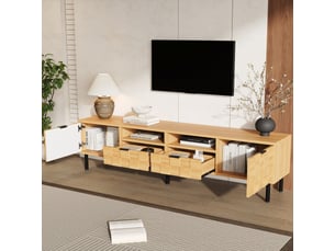 Meuble tv coloris naturel 200 cm   