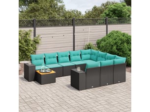 Vidaxl ensemble de canapé de jardin 11 pcs avec coussins noir résine tressée