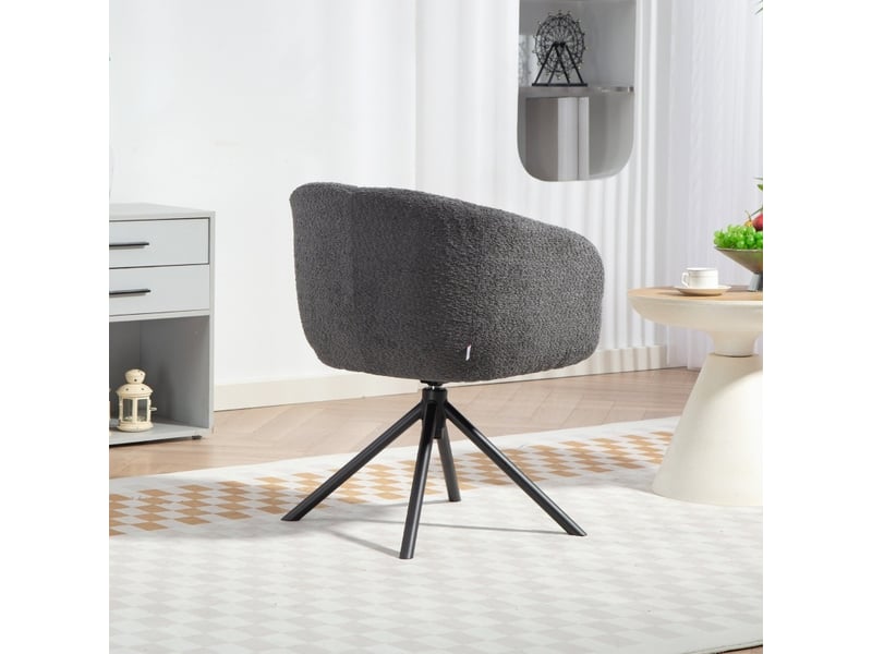  Fauteuil d'accent pivotant 58.5x59x78.5cm – fauteuil lounge individuel avec assise 360° et pieds en métal – polyester - anthracite  - Conforama D