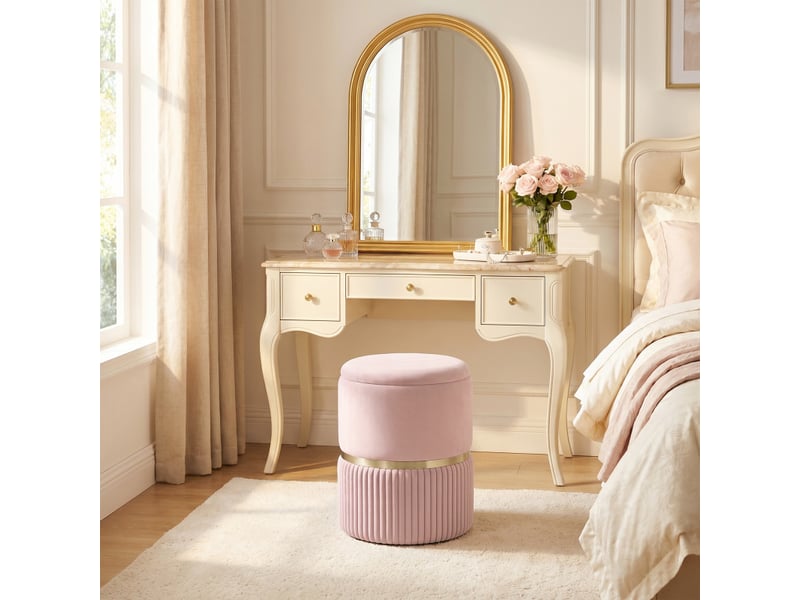  Pouf florriville coffre rangement velours côtelé beige  - Conforama D
