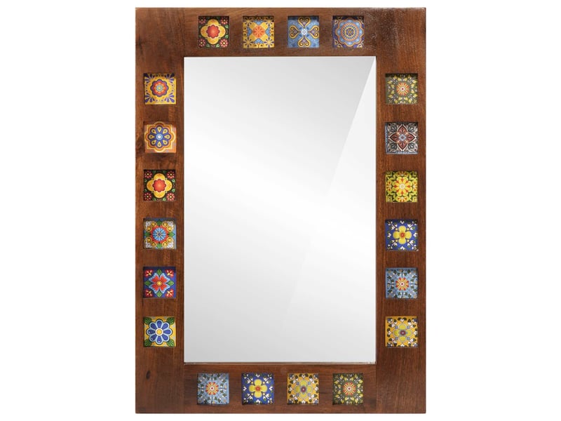  Miroir de salle de bain, miroir de toilette avec stockage noyer 50 x 70 x 2,5 cm cf62532  - Conforama C