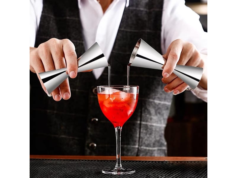  Verre doseur à cocktail 304 en acier inoxydable, balance intégrée, cocktail jigger dual spirit measure cup, barman professionnel, convient (3060 ml)  - Conforama E