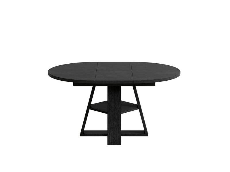 Table à manger extensible 4-6 places ø110 cm, 150x110 cm avec rangement en mdf noir - Conforama A