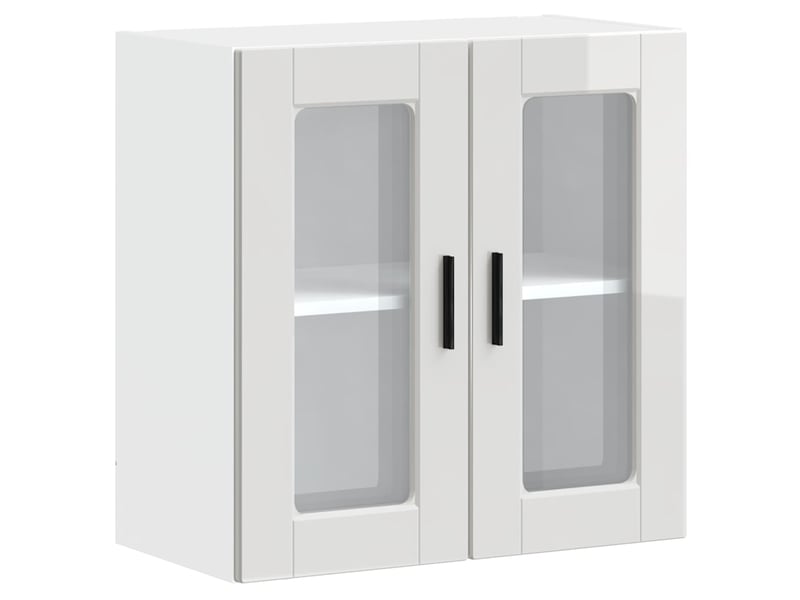 Armoire murale cuisine avec porte en verre porto blanc brillant shl1542 - Conforama A