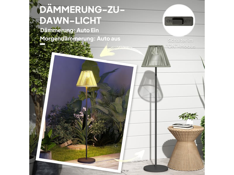  Lampadaire solaire extérieur,meulva,33x33x135 cm,25 led ip44,acier et résine tressée,gris  - Conforama D