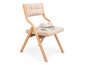 Lot de 2 chaises pliantes en bois et velours kaki 61x48x77 cm