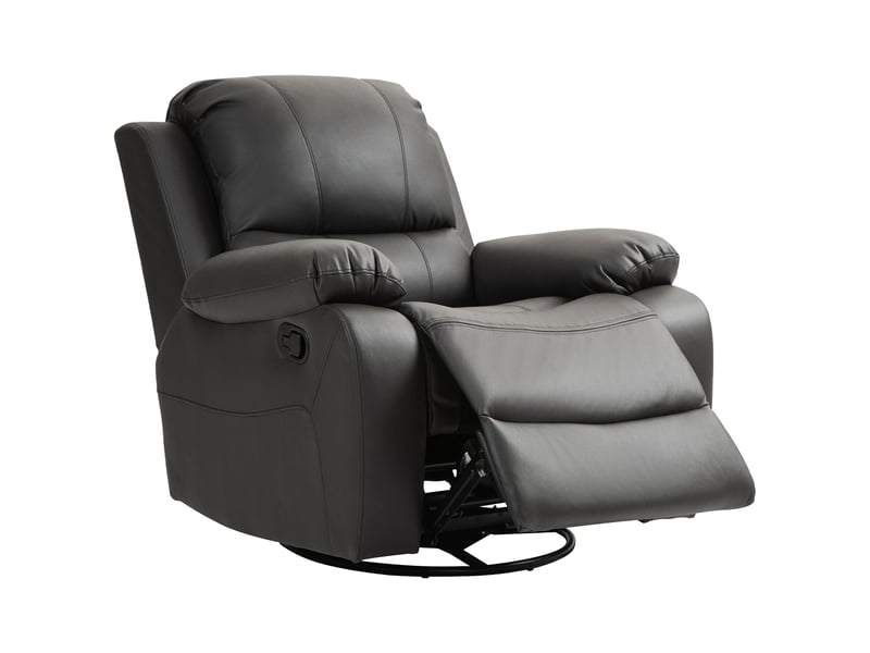  Fauteuil relax pivotant et inclinable en tissu avec repose-pieds noir 93x100x98 cm  - Conforama B