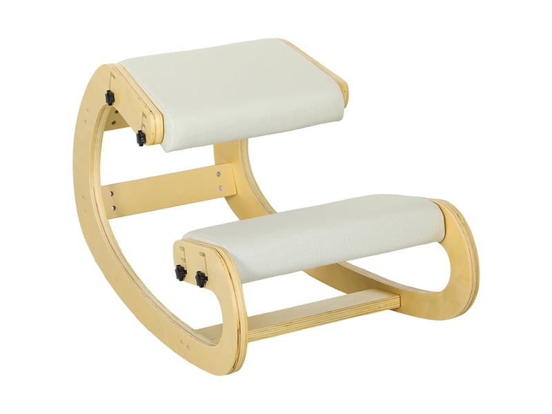  Siège assis-genoux à bascule 6 réglages structure bois blanc crème 55 x 85 x 55 cm  - Conforama A