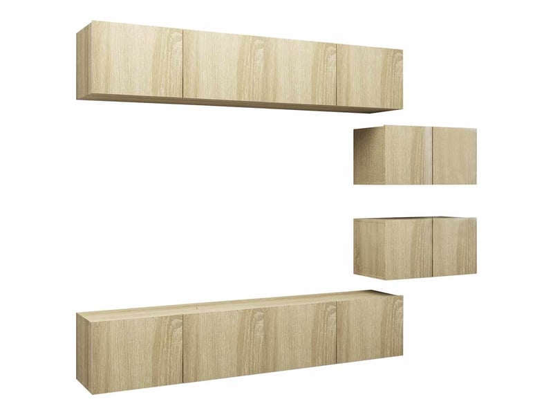  Ensemble de meuble tv - banc tv - meuble de rangement 6 pcs chêne sonoma bois d'ingénierie  - Conforama A