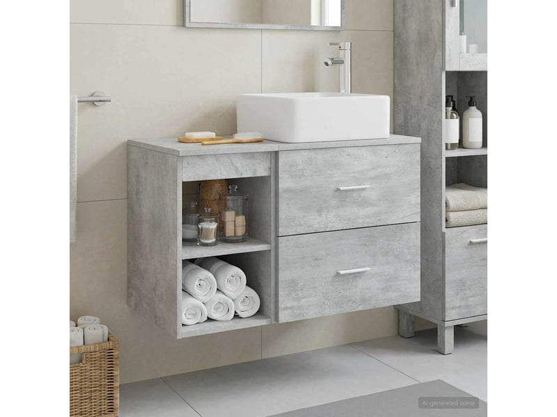  Ensemble de mobilier de salle de bain 2 pcs gris béton shl6594  - Conforama B