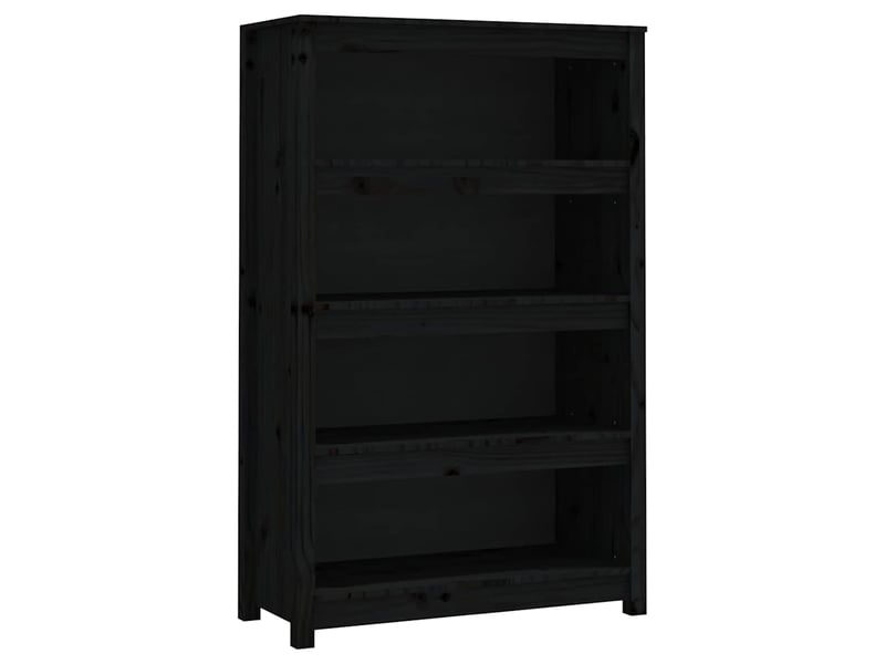  Bibliothèque, meuble de rangement salon noir 80x35x126 cm bois de pin massif  - Conforama A