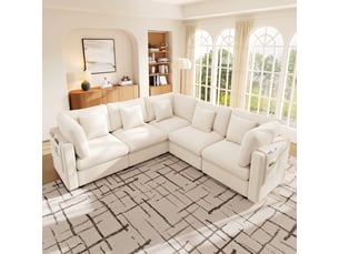 Canapé d’angle modulable xl 5 places 226 x 226 x 81 cm grand canapé en l avec méridienne chenille beige