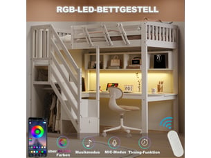 Lit mezzanine 90x200 cm <strong>DZMDIP</strong>  <strong></strong> coloris blanc