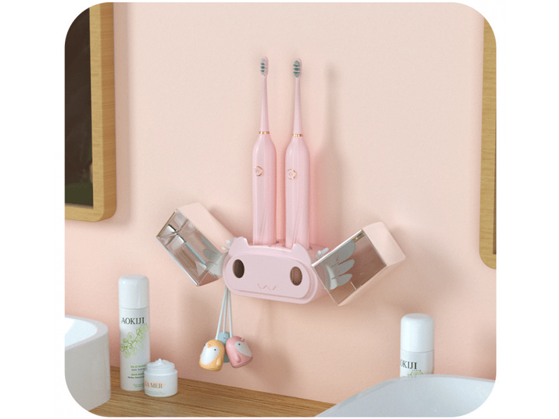  Porte-brosse à dents électrique, porte-brosses à dents électriques pour salles de bains, organisateur de brosse à dents mural 2 tasses  - Conforama C