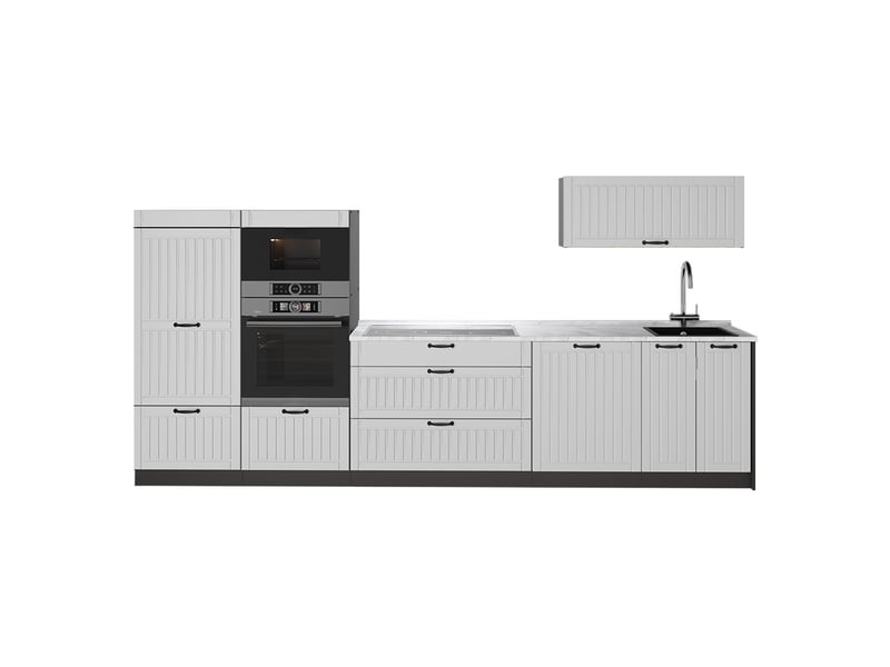 Vicco cuisine, blanc campagneanthracite, 340cm, pt marbre - Conforama A