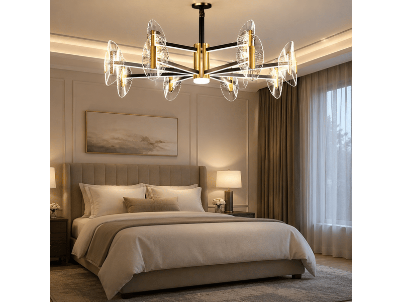  Lustre en cristal à lames éventail b – éclairage 3 couleurs ASLED-816 - Conforama C