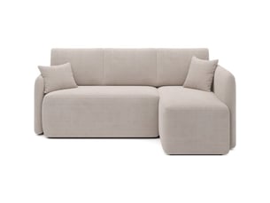 Canapé d'angle gauche fixe MEUBLORAMA 3 places Polyester beige avec coffre de rangement