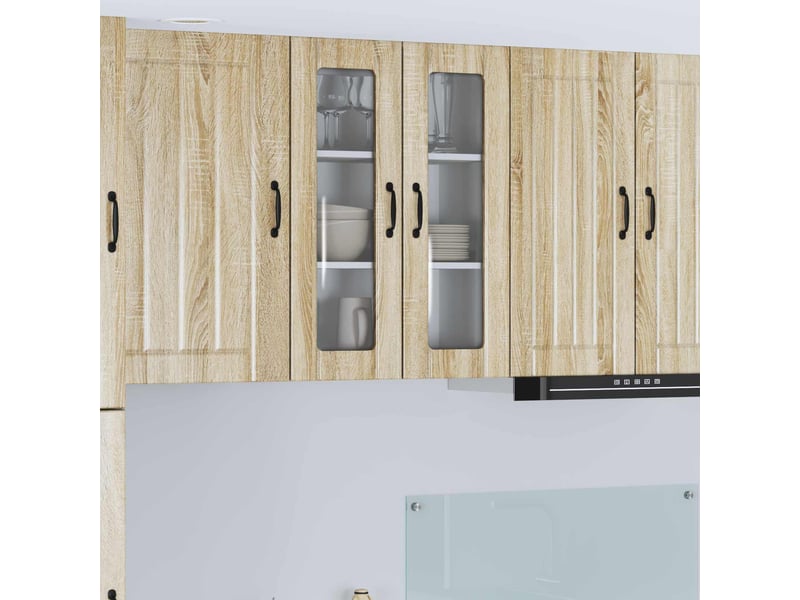  Meuble mural de cuisine, cabinet en verre mural chêne sonoma 60x31x80cm shl7692  - Conforama B