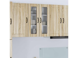 Meuble mural de cuisine, cabinet en verre mural chêne sonoma 60x31x80cm shl7692