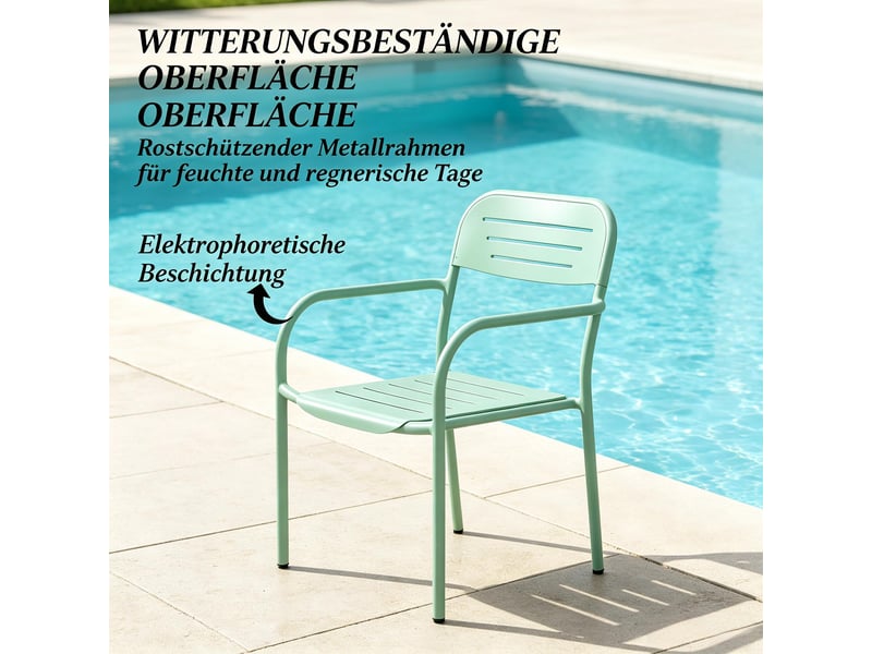  Lot de 2 chaises de jardin empilables en métal vert T5828P544359 - Conforama D