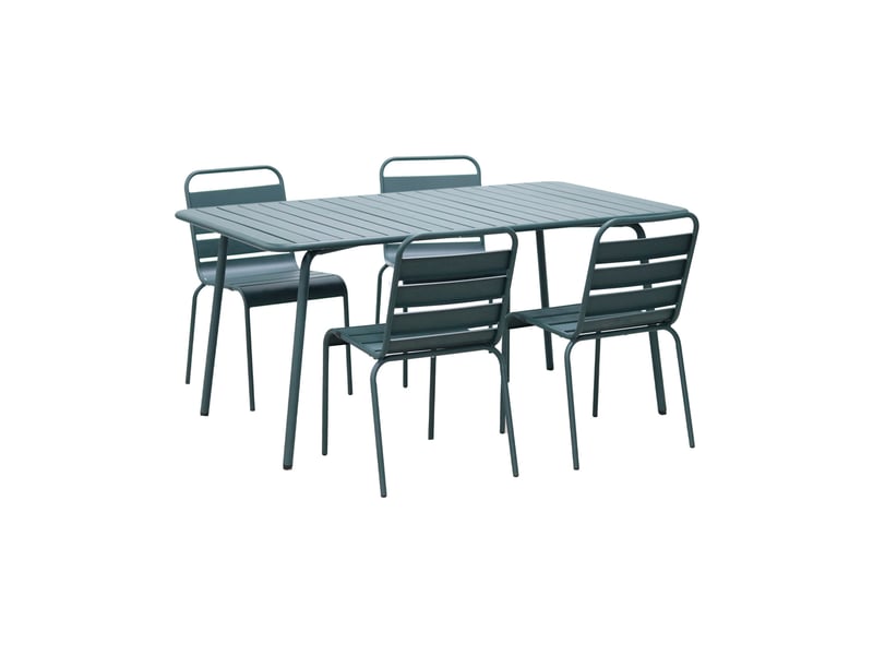  Ensemble table de jardin + 4 chaises en métal vert sapin - baca  - Conforama A
