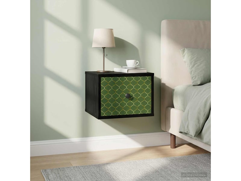  Table de chevet - cabinet de chevet - table de nuit mural geleen 2 pc chêne noir 36 x 33 x 25 cm  - Conforama B