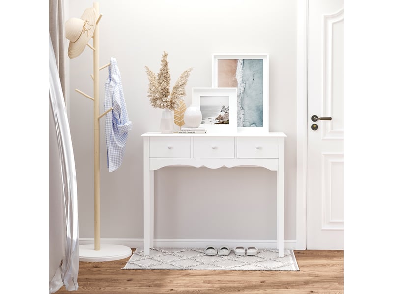  Console d'entrée moderne en mdf avec 3 tiroirs, 100 x 32 x 85 cm, blanche  - Conforama D