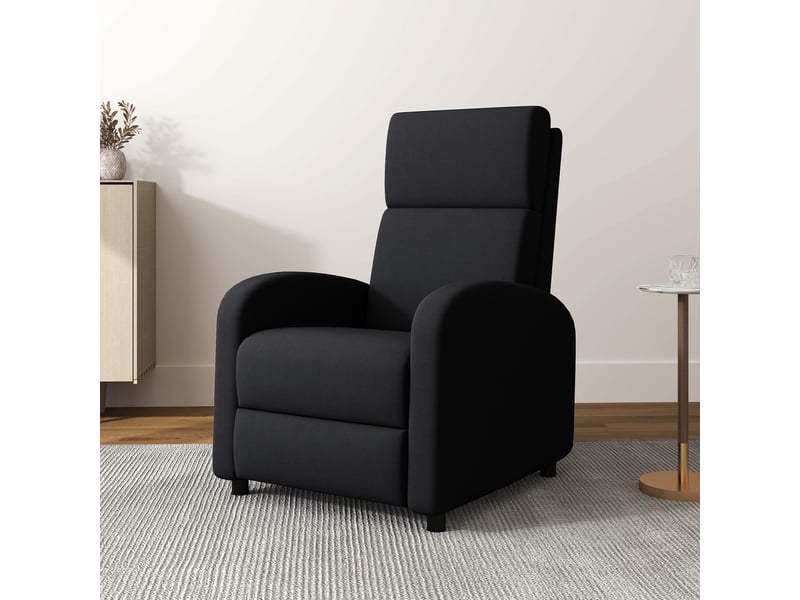 Fauteuil de relaxation inclinable réglable repose-pied tissu noir  - Conforama B