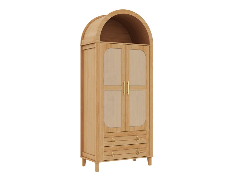  Armoire,76x50x184 cm,2 portes avec led,mdf et panneau de particules,naturel  - Conforama D