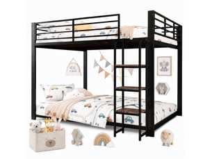 Lit mezzanine 140x200 cm <strong>OKWISH</strong>  <strong></strong> coloris noir