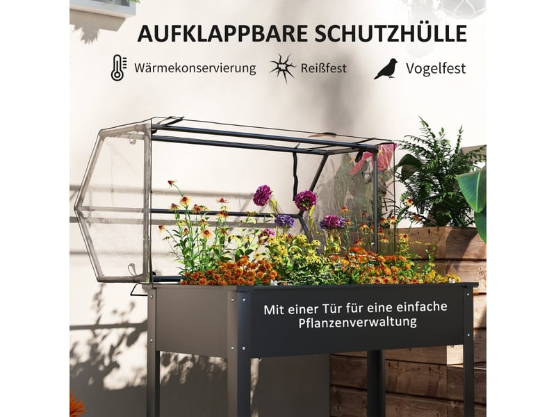  Jardinière surélevée avec serre - noir - métal - protection de serre avec couverture en plastique 100x48x124cm - Conforama D