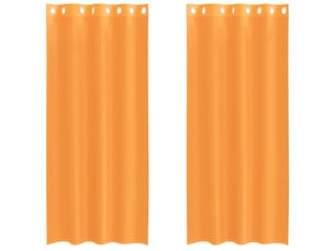 Lot de 2 rideaux en voile, voilages avec œillets orange 140x225 cm cf44393