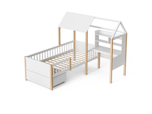 Lit cabane 90x200 cm MAISONORA   coloris blanc