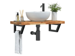 Étagère de vasque | étagère murale acier et bois massif d'acacia shl6061