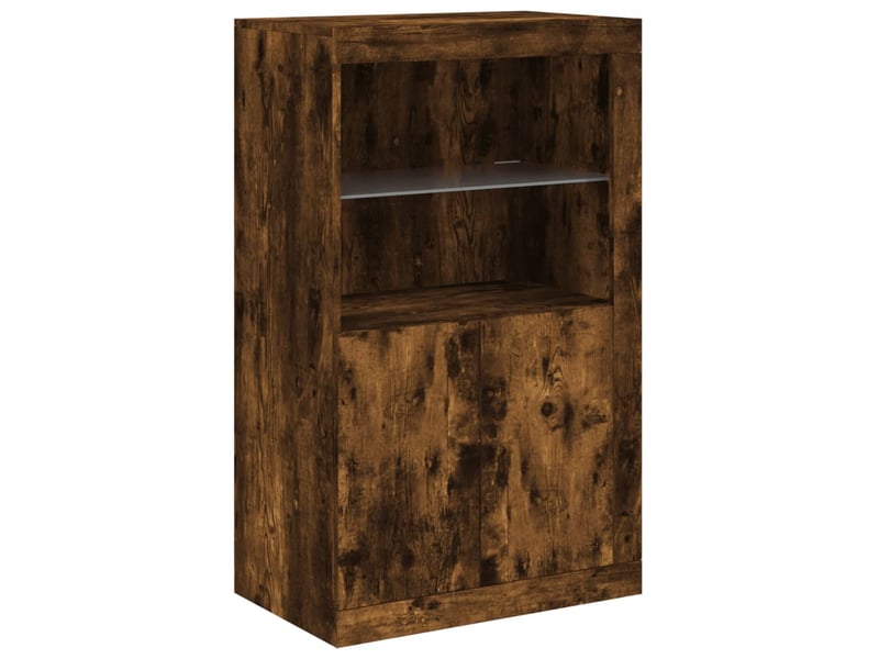 Armoire latérale avec lumières led chêne fumé bois d'ingénierie shl2382 - Conforama C